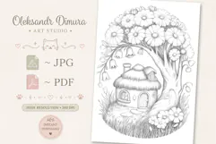 Cute Fairy House Coloring Page and Coloring Book for Kids Product Image 2