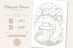 Cute Fairy House Coloring Page and Coloring Book for Kids Product Image 3