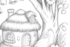 Cute Fairy House Coloring Page and Coloring Book for Kids Product Image 5