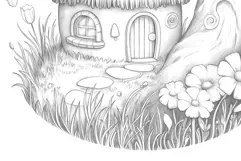 Cute Fairy House Coloring Page and Coloring Book for Kids Product Image 6