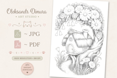 Cute Gnome House Coloring Page and Coloring Book for Kids Product Image 2