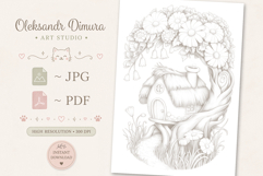 Cute Gnome House Coloring Page and Coloring Book for Kids Product Image 3