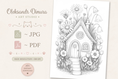 Cute Gnome House Coloring Page and Coloring Book for Adults Product Image 2