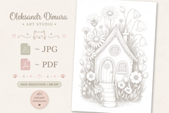 Cute Gnome House Coloring Page and Coloring Book for Adults Product Image 3