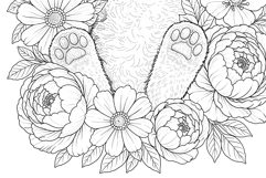 Kitten coloring page for adults. Adult coloring book flowers Product Image 6
