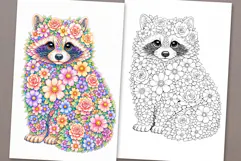 Raccoon coloring page for adults. Adult coloring book Product Image 1