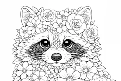 Raccoon coloring page for adults. Adult coloring book Product Image 4