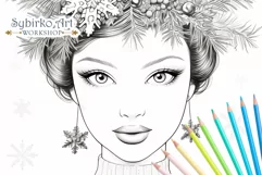 Frozen Queen Lady. Winter Coloring. Adult Coloring Page. Product Image 2