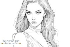 Beauty Fashion Girl coloring page. Adult colouring page. Product Image 2