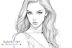 Beauty Fashion Girl coloring page. Adult colouring page. Product Image 3