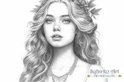 Beautiful Girl coloring page for adults. Adult coloring page Product Image 1