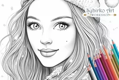 Cute Winter Girl. Christmas Coloring. Adult Coloring Page. Product Image 2