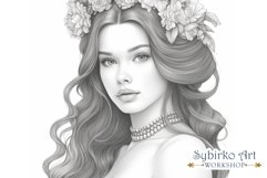 Beautiful Girl coloring page for adults. Adult coloring page Product Image 1