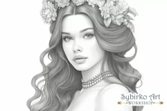 Beautiful Girl coloring page for adults. Adult coloring page Product Image 1
