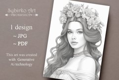 Beautiful Girl coloring page for adults. Adult coloring page Product Image 2