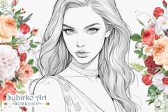 Beauty Fashion Girl coloring page. Adult colouring page. Product Image 3