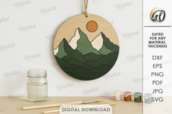 Boho Coloring Wall Sign Laser Cut. Mountains SVG Product Image 1