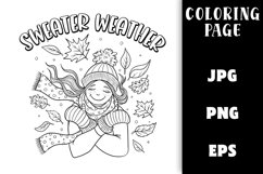 Coloring Page Autumn - Girl Sweater Weather Product Image 1
