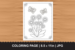 Beautiful Daisy Flower Bouquet Coloring Page with Butterflie Product Image 1