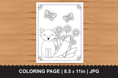 Cute Fox in Flower Garden Coloring Page Product Image 1