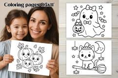 Halloween coloring page PNG, coloring book for kids Product Image 1