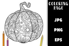 Floral Autumn Pumpkin - Coloring Page Product Image 1