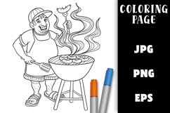 Coloring Page - Man at the BBQ Grill Product Image 1