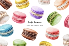 Watercolor rainbow macaroons clipart 10 color sweets Product Image 1