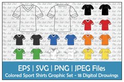 Sports Jersey Shirts Clipart - Outline, Silhouette &amp; Color Product Image 1