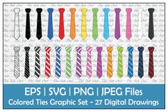 Neck Tie Solid &amp; Stripes Clipart Color Bundle Product Image 1