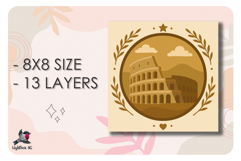 3D Italy Colosseum Lightbox Shadow box SVG Papercut template Product Image 2