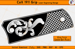 Colt 1911 grip, Scroll laser engraving, Grip engraving design, 1911 scroll pattern, Laser engraving svg, EZCAD laser files, Scroll vector art, CNC engraving file, Firearm grip design, Scroll laser svg