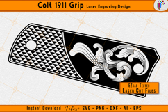 Colt 1911 grip, Scroll laser engraving, Grip engraving design, 1911 scroll pattern, Laser engraving svg, EZCAD laser files, Scroll vector art, CNC engraving file, Firearm grip design, Scroll laser svg
