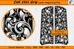 Colt 1911 Grip Scrollwork Firearms Laser Engraving File