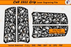 Colt 1911 Grip Scrollwork Firearms Laser Engraving File
