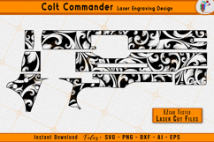 Colt Commander engraving, Scrollwork laser, Gun engraving svg, Firearms scroll design, EZCAD laser files, Ornamental scroll, CNC laser cut, Pistol engraving art, Firearms Laser engraving files, Firearms scroll pattern