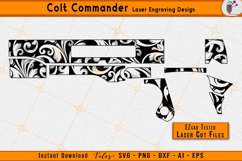 Colt Commander engraving, Scrollwork laser, Gun engraving svg, Firearms scroll design, EZCAD laser files, Ornamental scroll, CNC laser cut, Pistol engraving art, Firearms Laser engraving files, Firearms scroll pattern