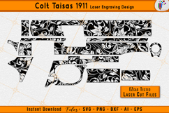 Colt 1911 scroll, Tisas 1911 engraving, Scrollwork laser, Firearms Laser engraving svg, Gun engraving laser files, EZCAD engraving, Ornamental scroll, CNC laser cut, 1911 scroll design, Laser cut files