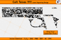 Colt 1911 scroll, Tisas 1911 engraving, Scrollwork laser, Firearms Laser engraving svg, Gun engraving laser files, EZCAD engraving, Ornamental scroll, CNC laser cut, 1911 scroll design, Laser cut files