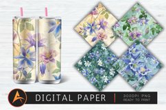 Columbine Flowers Digital Paper Product Image 1