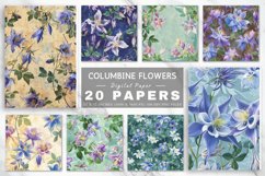 Columbine Flowers Digital Paper Bundle Product Image 1