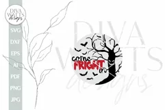 Come Fright In SVG Halloween Door Hanger SVG Scary Tree svg Product Image 2