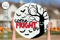 Come Fright In SVG Halloween Door Hanger SVG Scary Tree svg Product Image 1
