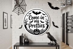 Come In My Pretties SVG File | Halloween Round Sign SVG Product Image 1