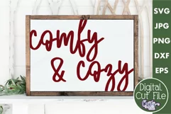 Comfy And Cozy Christmas Farmhouse Sign Svg Product Image 1