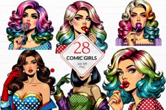 Comic Girls Art clipart, Pop-Art Girls sublimation bundle Product Image 1