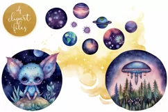 Ufo & Alien Galaxy Clipart - 4 PNG Files Product Image 1