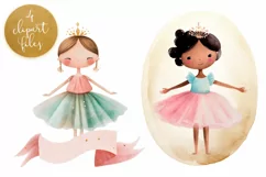 Cute Ballerinas Clipart - 4 PNG Files Product Image 1