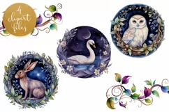 Midnight Animals Clipart - 4 PNG Files Product Image 1