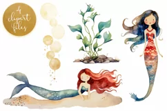 The Mermaids Clipart - 4 PNG Files Product Image 1